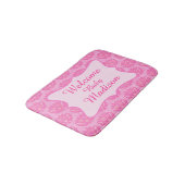 Hot-roze Damask welkomstnaam Aangepaste Baby Rug Badmat (Gekanteld)
