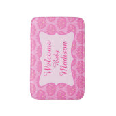 Hot-roze Damask welkomstnaam Aangepaste Baby Rug Badmat (Voorkant Verticaal)