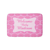 Hot-roze Damask welkomstnaam Aangepaste Baby Rug Badmat (Voorkant)