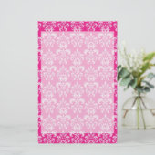 Hot-roze damppatroon briefpapier (Staand voorkant)