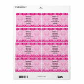 Hot-roze damppatroon etiket (Full Sheet)