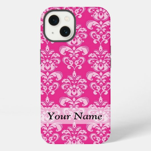 Hot-roze damppatroon iPhone hoesje (Achterkant)