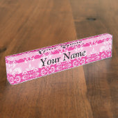Hot-roze damppatroon naambordje (Zijkant)