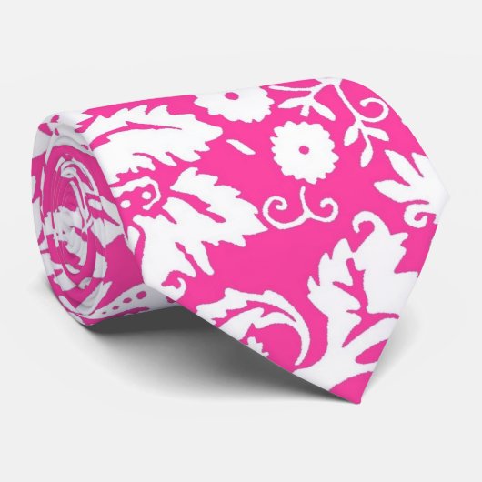 Hot-roze damppatroon stropdas (Opgerold)