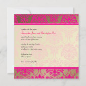 Hot-roze demask/faux kopertrouwuitnodiging kaart (Achterkant)