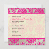 Hot-roze demask/faux Silver bruiloft Kaart (Achterkant)