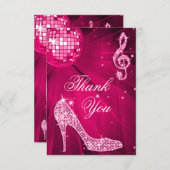 Hot-roze Disco Ball Sparkle Heels Hartelijk dank Bedankkaart (Voorkant / Achterkant)