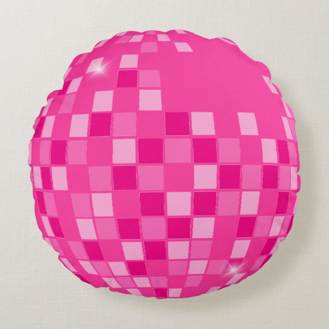 Hot Roze Disco Boogie Rond Kussen (Voorkant)