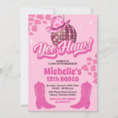Hot roze disco cowgirl yehaw verjaardagsfeestje kaart (Voorkant)