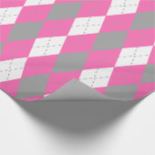 Hot-roze, donkergrijs Wit XL-stijl Cadeaupapier (Hoek)