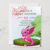 Hot-roze dragon Girl-Baby shower Kaart (Voorkant)