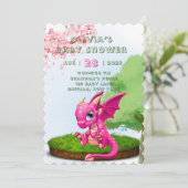 Hot-roze dragon Girl-Baby shower Kaart (Staand voorkant)