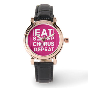Hot-Roze Eat Sleep Chorus Herhaalblok Horloge