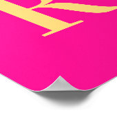 Hot roze eenvoudig monogram poster (Hoek)