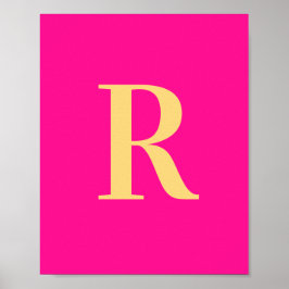 Hot roze eenvoudig monogram poster