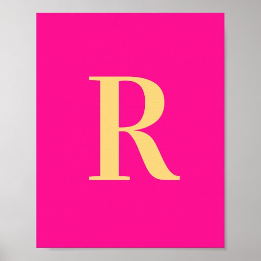 Hot roze eenvoudig monogram poster (Voorkant)