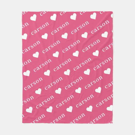 Hot-roze Eenvoudige, aangepaste herhalingsnaam Fleece Deken (Voorkant)