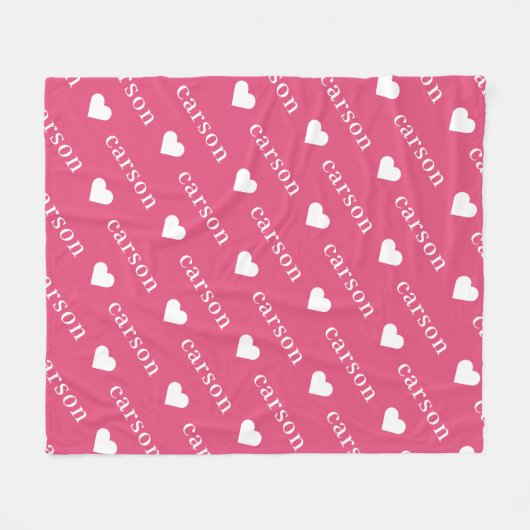 Hot-roze Eenvoudige, aangepaste herhalingsnaam Fleece Deken (Voorkant (Horizontaal))