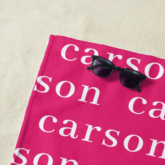 Hot-roze Eenvoudige, aangepaste herhalingsnaam Strandlaken (In situ)