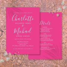 Hot Roze Eenvoudige All In One Chic Script Trouw