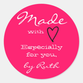 Hot-roze eenvoudige minimalist met liefdeshart ronde sticker