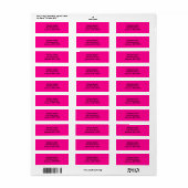 Hot-roze eenvoudige platte retouradreslabels etiket (Full Sheet)