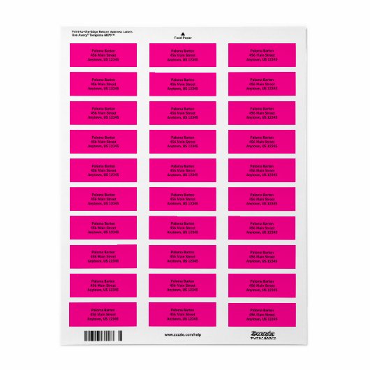 Hot-roze eenvoudige platte retouradreslabels etiket (Full Sheet)