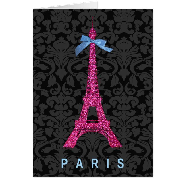 Hot-roze Eiffeltoren in faux-glitter (Voorkant)
