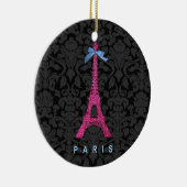 Hot-roze Eiffeltoren in faux-glitter Keramisch Ornament (Rechts)
