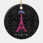 Hot-roze Eiffeltoren in faux-glitter Keramisch Ornament (Achterkant)