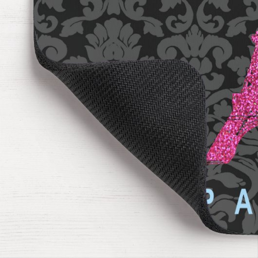 Hot-roze Eiffeltoren in faux-glitter Muismat (Hoek)