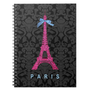 Hot-roze Eiffeltoren in faux-glitter Notitieboek