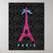Hot-roze Eiffeltoren in faux-glitter Poster (Voorkant)