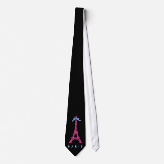 Hot-roze Eiffeltoren in faux-glitter Stropdas (Voorkant)