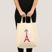 Hot-roze Eiffeltoren in faux-glitter Tote Bag (Voorkant (product))