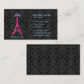Hot-roze Eiffeltoren in faux-glitter Visitekaartje (Voorkant / Achterkant)