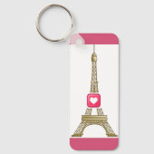 Hot-roze Eiffeltower-Sleutelhanger voor hartverwar Sleutelhanger (Voorkant)