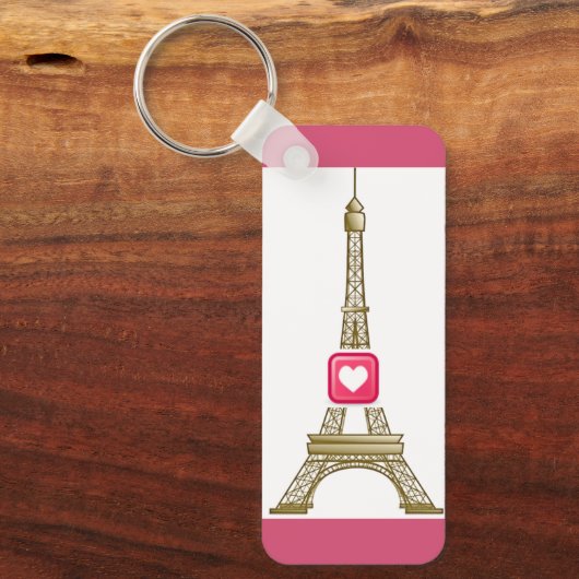 Hot-roze Eiffeltower-Sleutelhanger voor hartverwar Sleutelhanger (Voorkant)