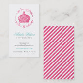 Hot Roze Elegante Kroon Verticaal Visitekaartje (Voorkant / Achterkant)