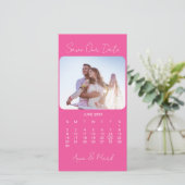 Hot roze elegante minimalistische fotokalender save the date (Staand voorkant)