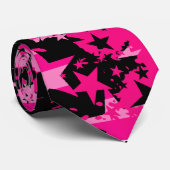 Hot roze emo sterren stropdas (Opgerold)