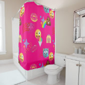 Hot roze emoji badkamer douche gordijn (In situ)