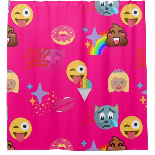 Hot roze emoji badkamer douche gordijn (Voorkant)