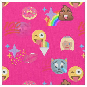 hot roze emoji fabric stof