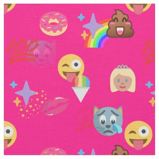 hot roze emoji fabric stof (Close Up)