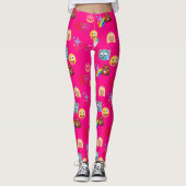 Hot roze emoji-leggings leggings (Voorkant)