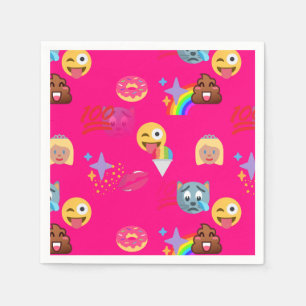 Hot roze emoji papier servetten
