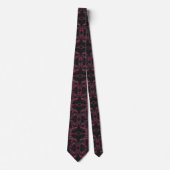 Hot-roze en Black Abstracte fractal Necktie Stropdas (Voorkant)