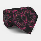 Hot-roze en Black Abstracte fractal Necktie Stropdas (Opgerold)