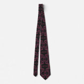 Hot-roze en Black Abstracte fractal Necktie Stropdas (Achterkant)